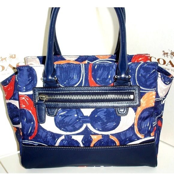 Coach Legacy Heritage Candace Carryall Satchel Bag 19951 - 2012 Blue Canvas EUC - Picture 6 of 16